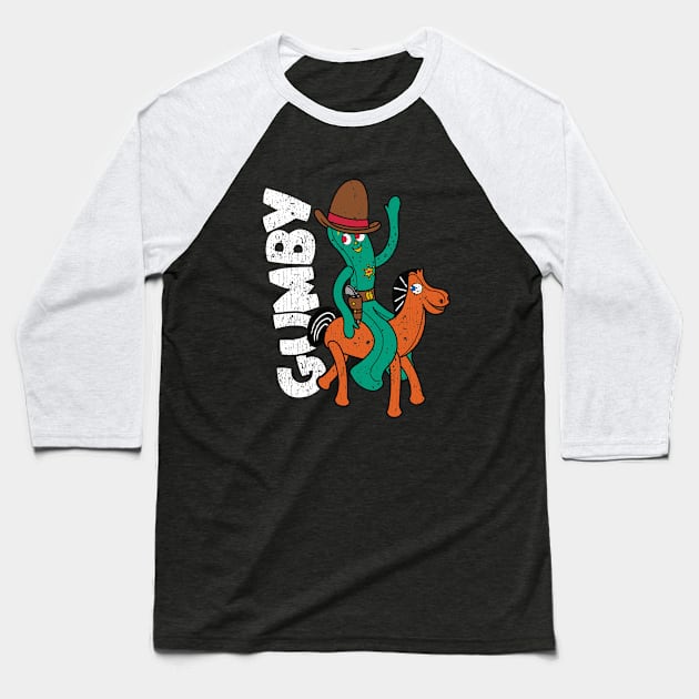 Cowboy Gumby Baseball T-Shirt by pocophone